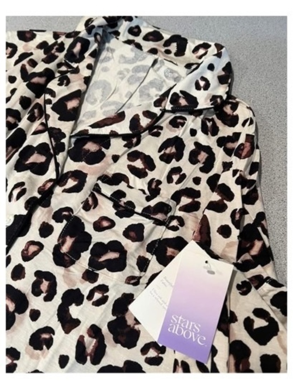 Stars Above Leopard Nightgown sleep shirt oversize S cooling lounge stretch new